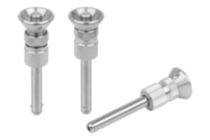 Ball lock pins with stainless steel mushroom grip and high shear strength, adjustable