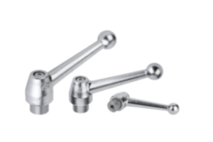 Clamping levers, electropolished stainless steel, with internal thread, threaded insert stainless steel Clamping levers, electropolished stainless steel, with internal thread, threaded insert stainless steel