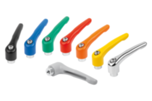 Clamping levers, die-cast zinc with internal thread, threaded insert blue passivated steel Clamping levers, die-cast zinc with internal thread, threaded insert blue passivated steel