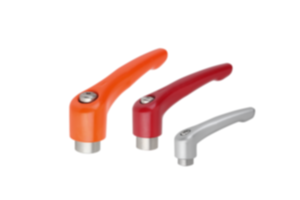 Clamping levers, die-cast zinc with internal thread, satin finish, threaded insert stainless steel Clamping levers, die-cast zinc with internal thread, satin finish, threaded insert stainless steel