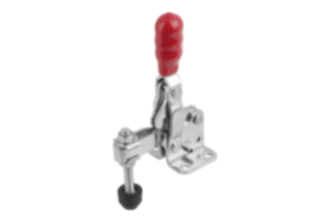 Toggle clamps vertical with flat foot and adjustable clamping spindle