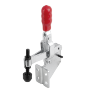 Toggle clamps vertical with angled foot and fixed clamping spindle